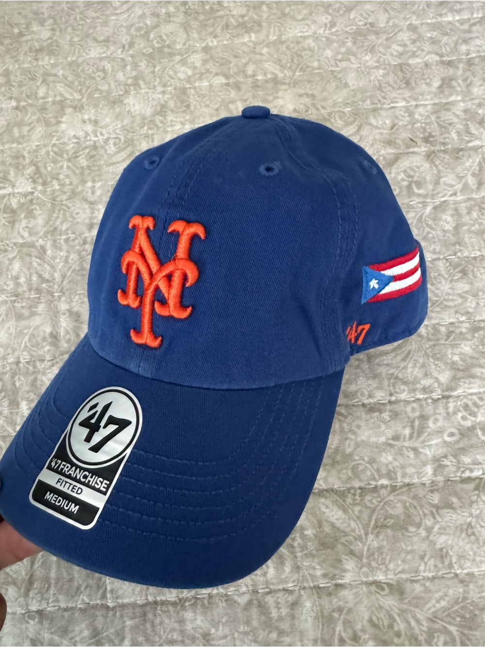47 Brand New York Mets Cap with Orange Logo and Puerto Rico Patch
